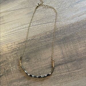 Elegant Gold, Silver and Black Beaded Necklace